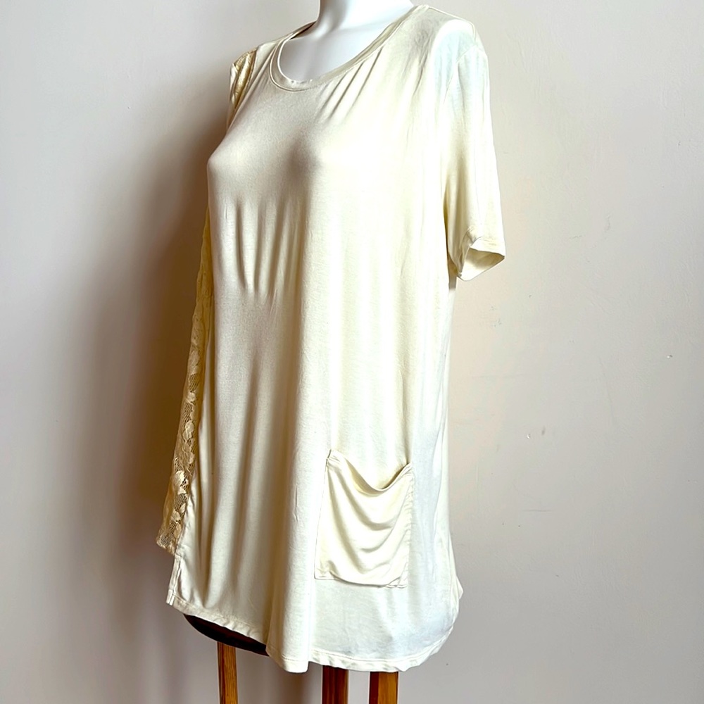 Logo Lace side asymmetric shirt by Lori Goldstein